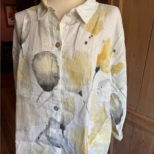 Dolceeza Linen Art Shirt Jacket size-Large